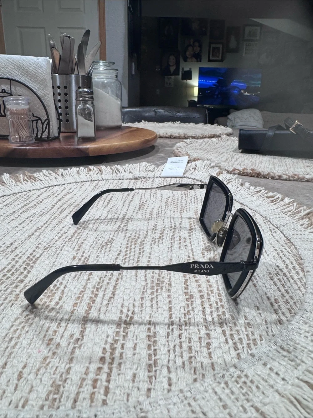 Prada Black Square Women's Sunglasses with Dark Lenses